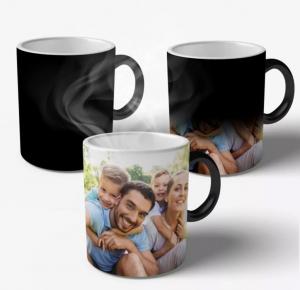 Caneca Mágica Personalizada Porcelana Termosensível 96x150mm Preta Fosco Sublimação  