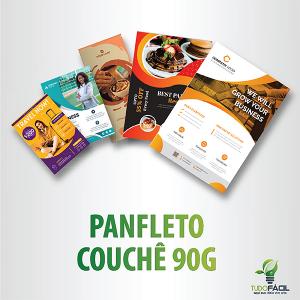 Panfletos couchê 90g, 10x14cm - 4x4 Couchê 90g 10x14cm 4x4 Sem verniz Corte Reto 