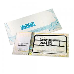 Ingresso Segurança Papel moeda 90g 105x51mm 4x0 Sem verniz Corte Reto 