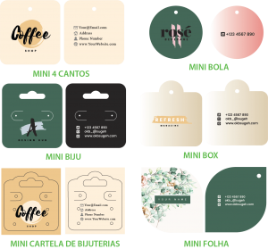 MINI TAGS ESPECIAIS -  45.5x51 Couchê 250g 45.5x51 4x4 Verniz UV Total Frente Corte Especial 