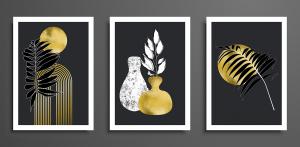 Quadro Decorativo - 3 Unidades 30x40cm Placa PS 1mm Adesivado 30x40cm 4x0 Impressão UV Corte reto 