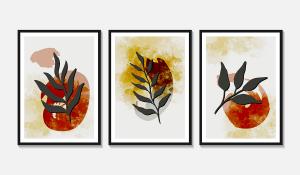 Quadro Decorativo - 3 Unidades 30x40cm Placa PS 1mm Adesivado 30x40cm 4x0 Impressão UV Corte reto 