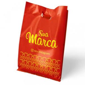 SACOLAS PERSONALIZADAS /PLÁSTICAS/BOCA VAZADA/300X400MM Sacola plástica boca vazada - 0,09 micras - polietileno 30x40cm 1x0 Sem verniz  