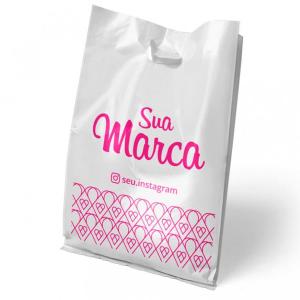 SACOS/SACOLAS PERSONALIZADAS /PLÁSTICAS/BOCA VAZADA/400X500MM Sacola plástica boca vazada - 0,09 micras - polietileno 40x50cm 1x0 Sem verniz  